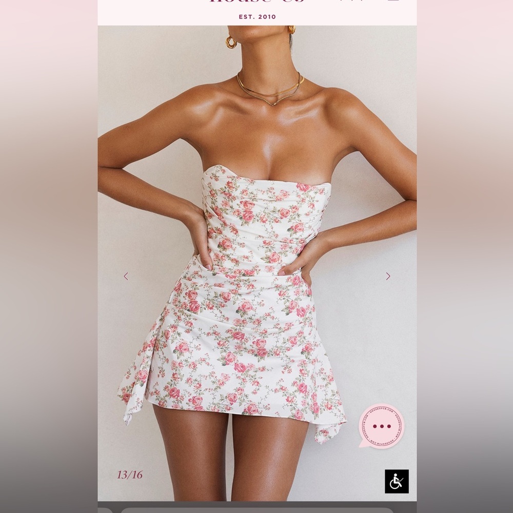 House of CB Floral Strapless Dress